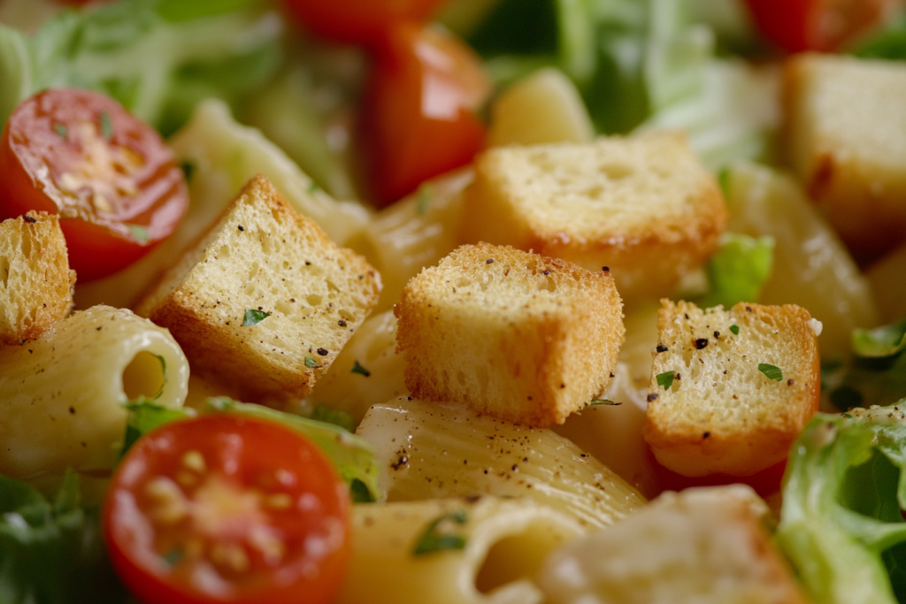 Close-up Caesar pasta salad