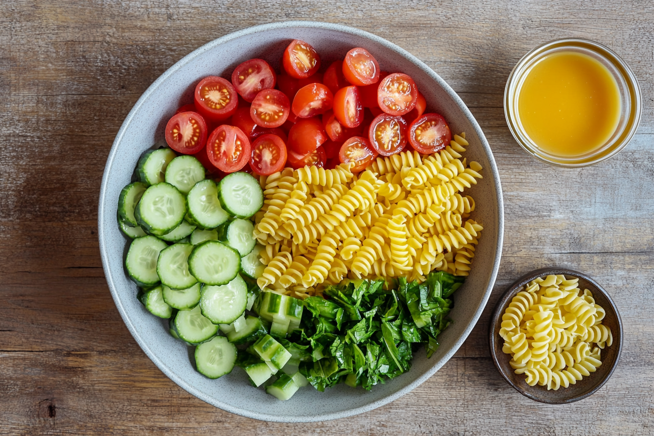 Perfect pasta salad ingredients