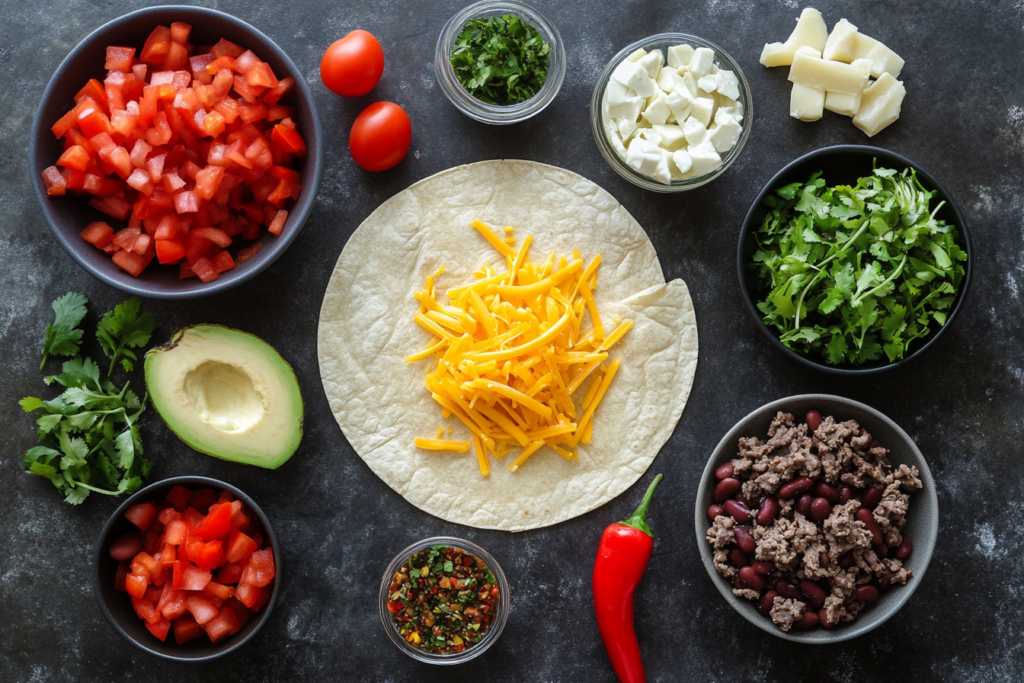 Grilled cheese burrito ingredients