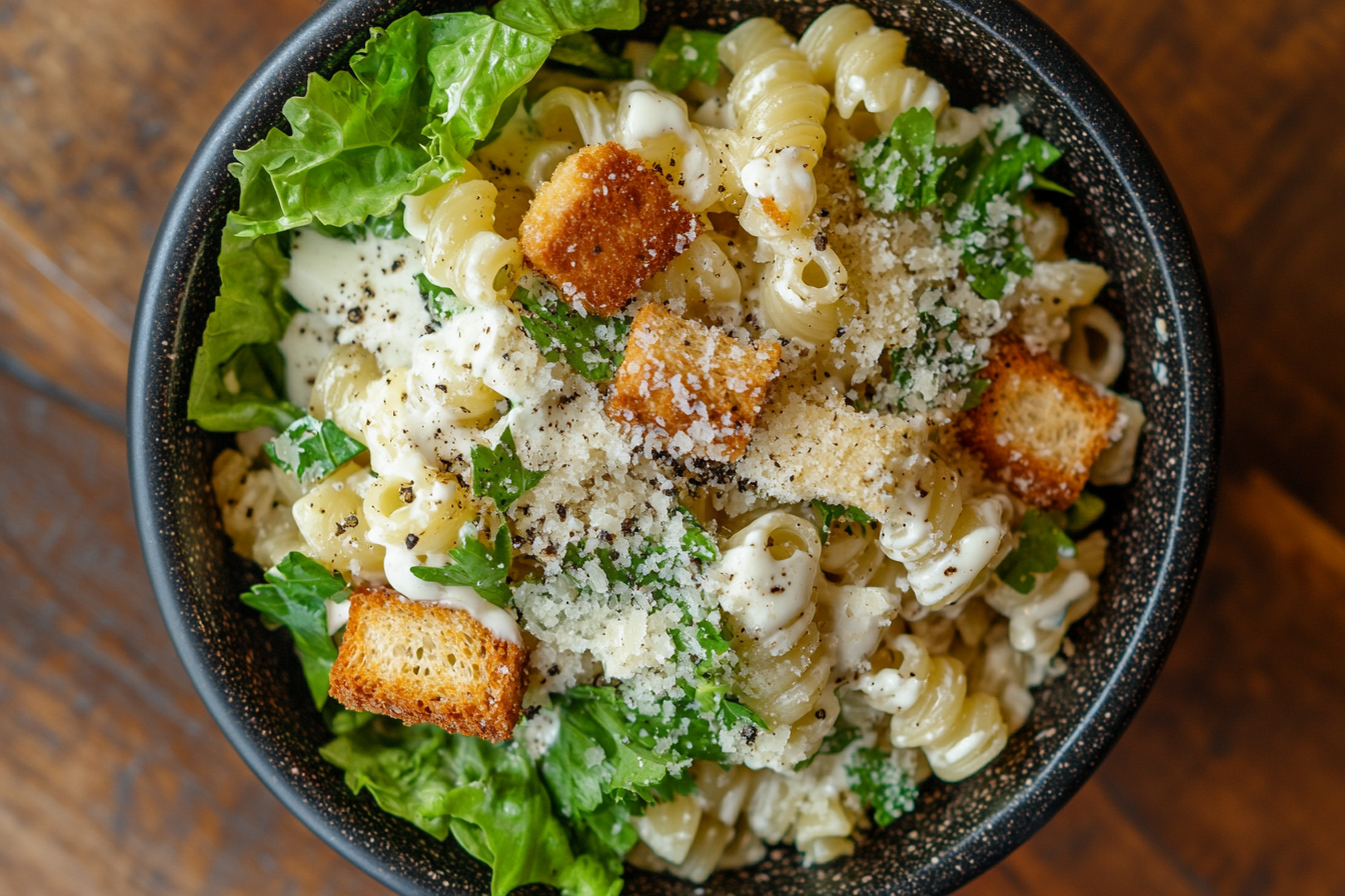Caesar pasta salad bowl