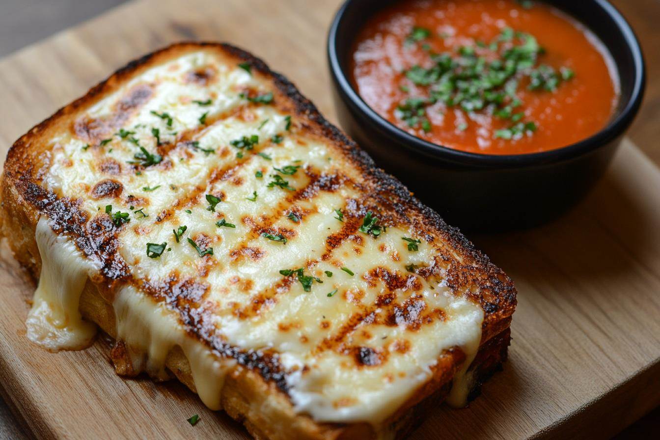 Grilled cheese sandwich on cutting board