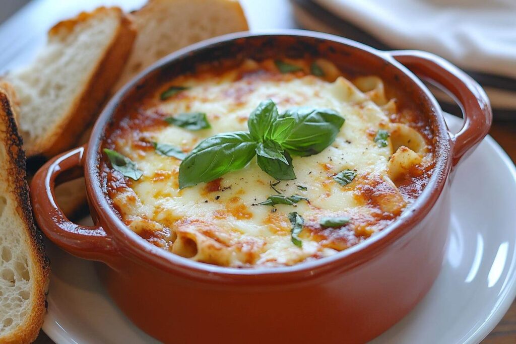 A bowl of easy lasagna soup
