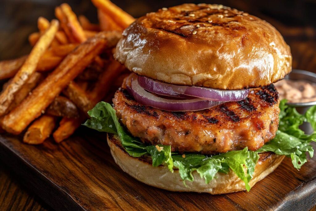 Tuna burger recipe with fresh toppings
