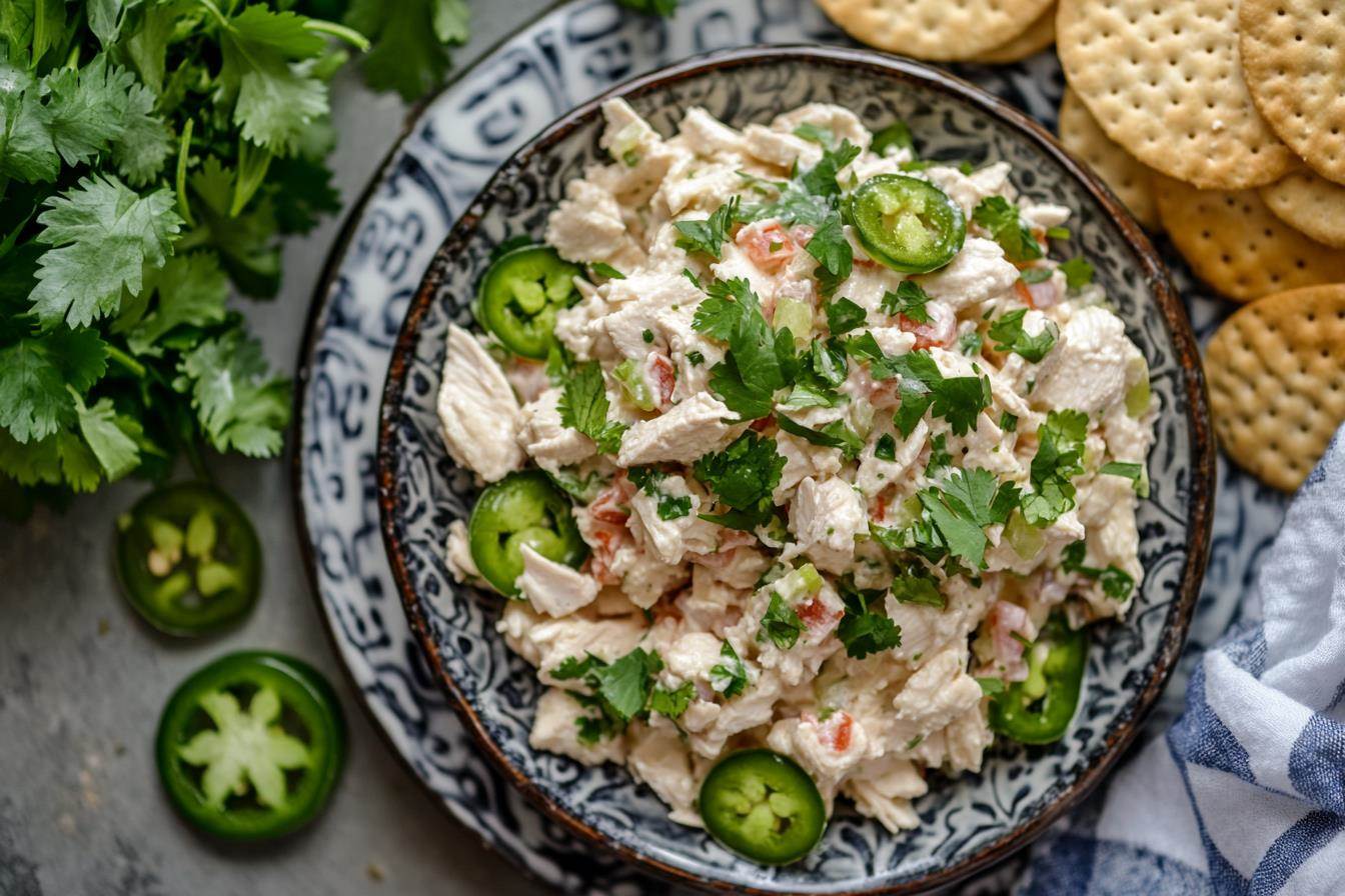 Mexican chicken salad with crackers