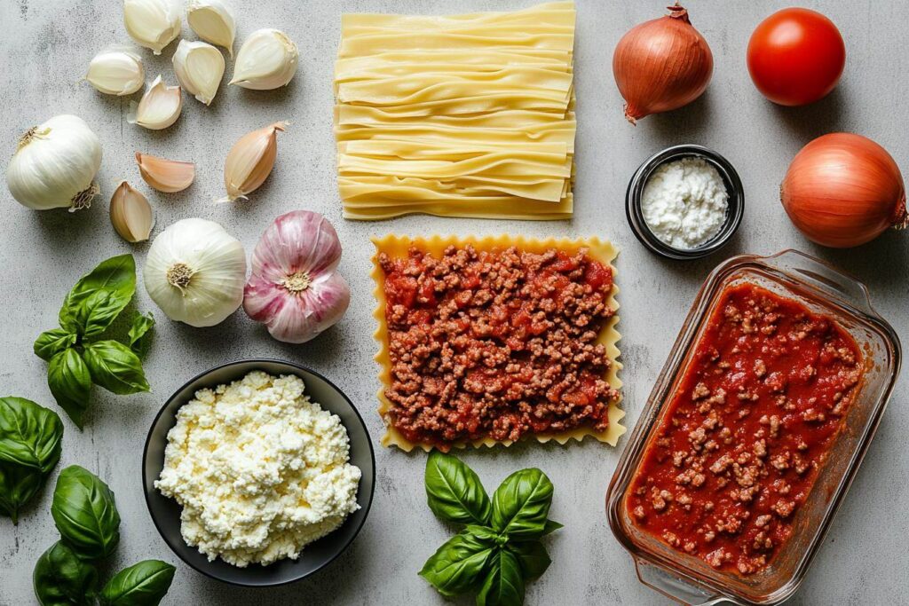 Ingredients for easy lasagna soup