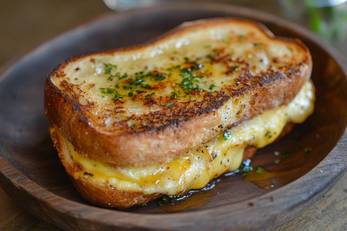 Gooey grilled cheese sandwich