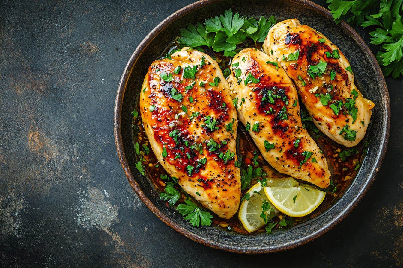 Chicken Amaggio plated with garnish