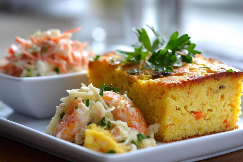 Serving Crawfish Cornbread