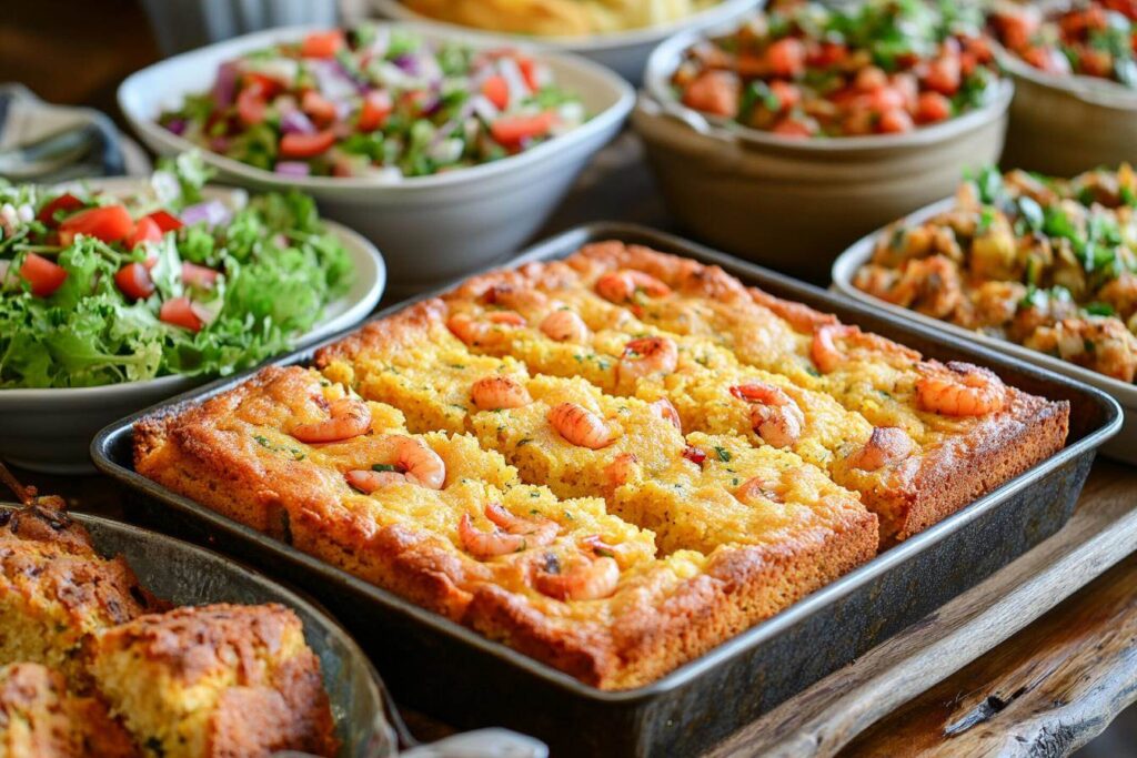 Crawfish Cornbread at Potluck