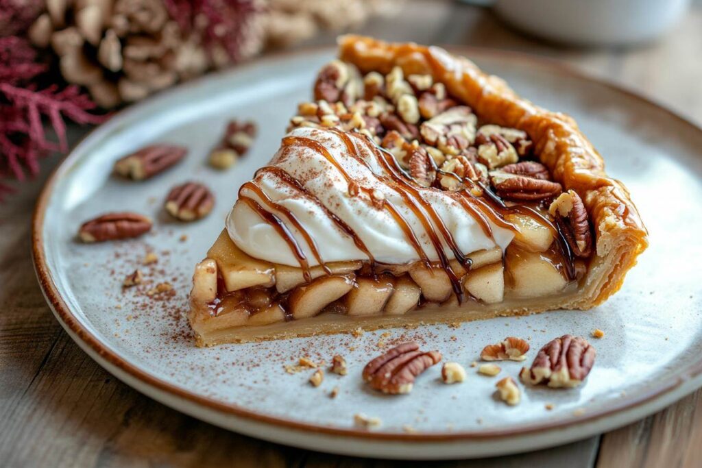 Apple Pecan Tart Slice with Maple Glaze