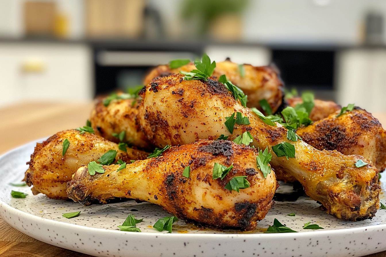 Crispy air fryer chicken drumsticks