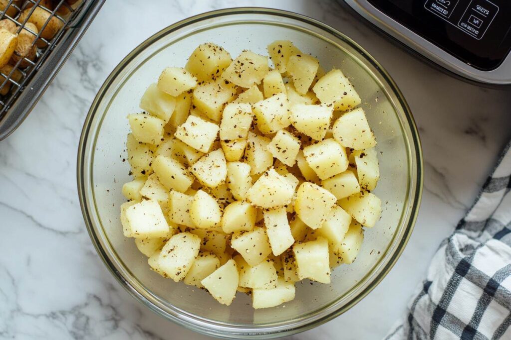 Air fryer breakfast potatoes step-by-step