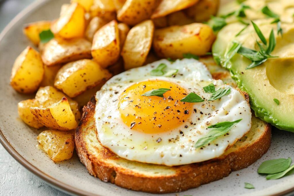 Breakfast plate with air fryer potatoes