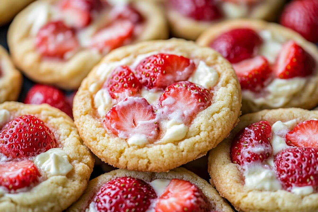 Freshly baked strawberry cheesecake cookies