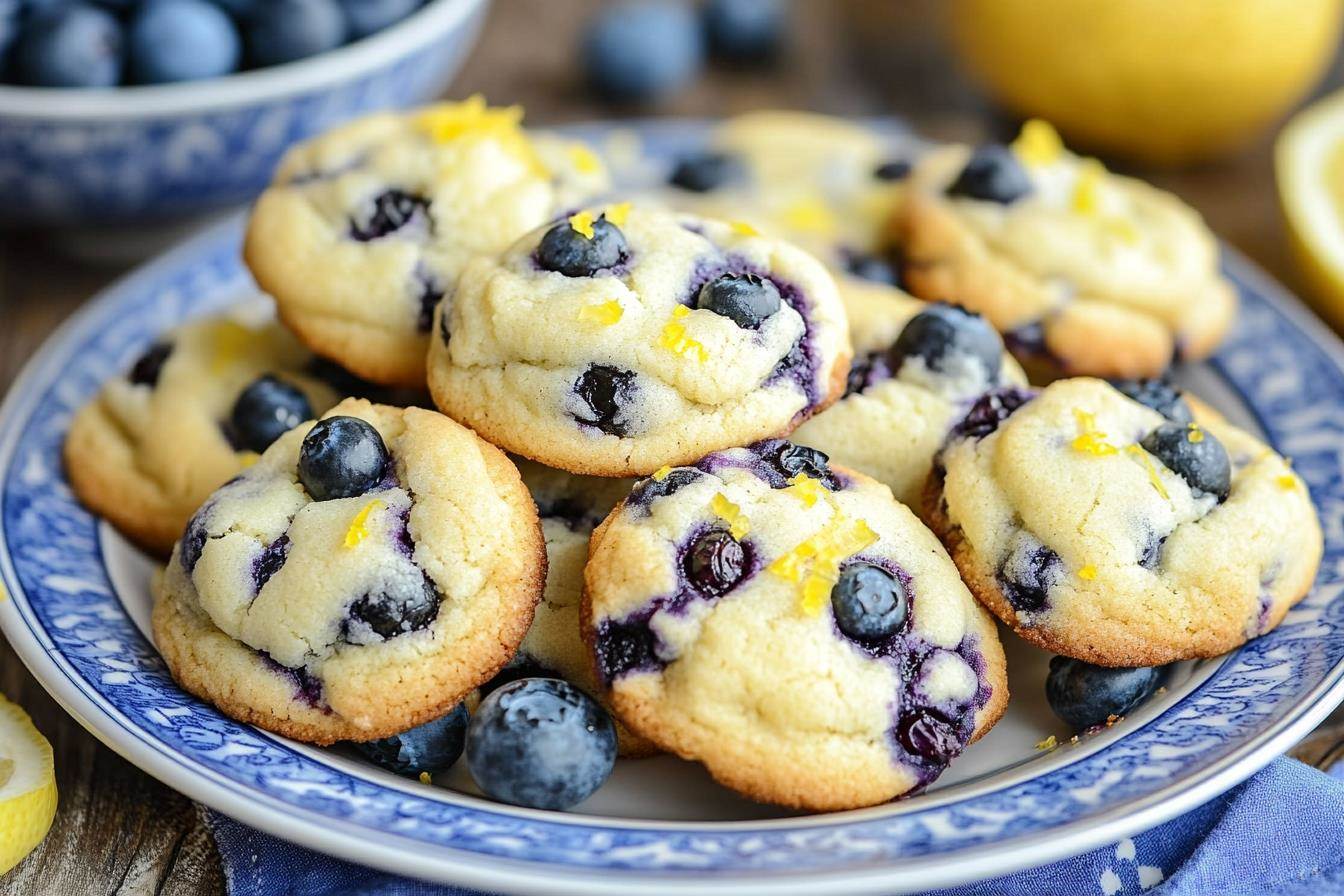 Lemon Blueberry Cookies on a plate