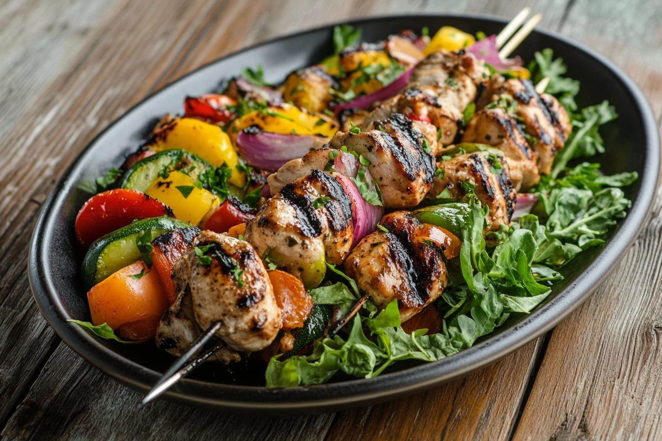 Grilled chicken spiedini skewers