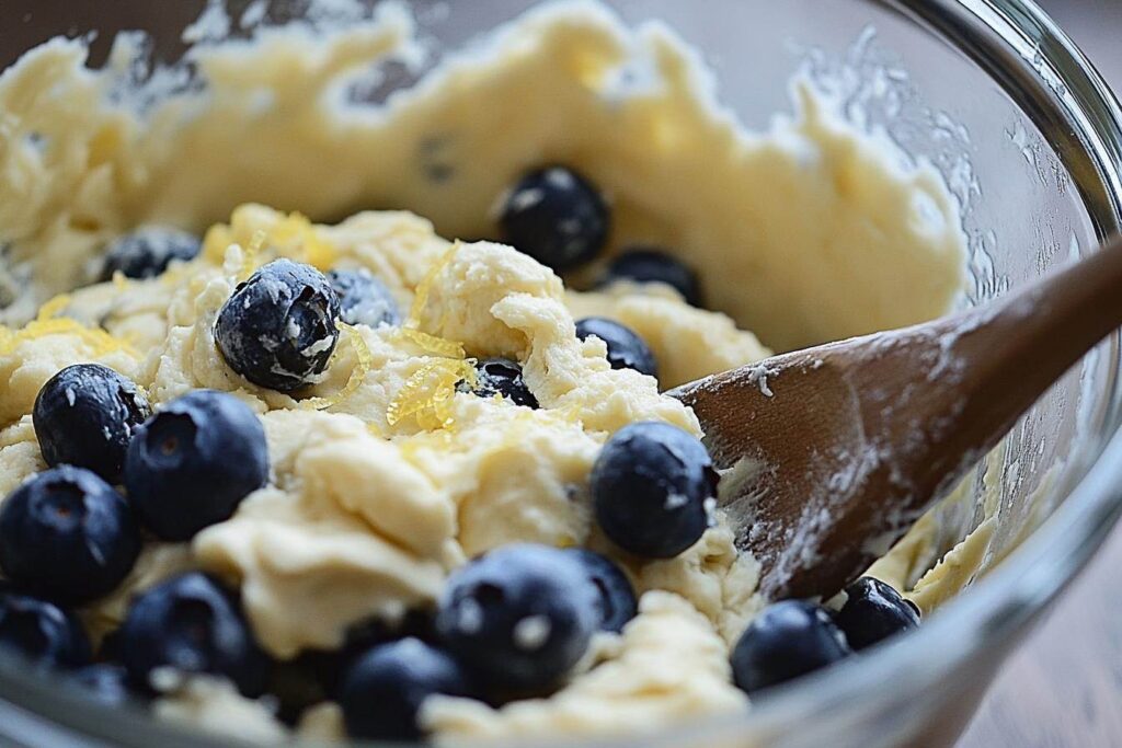 Mixing lemon blueberry cookie dough