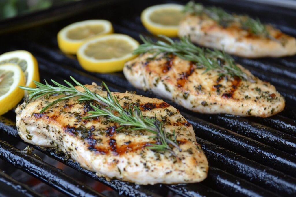 Homemade chicken spiedini on the grill