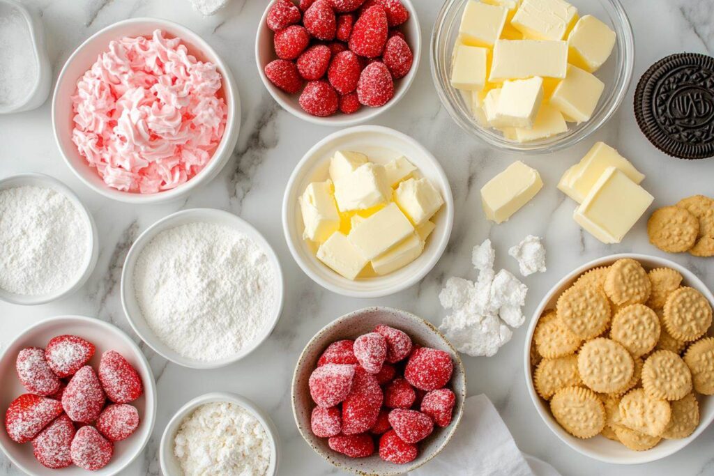 Homemade strawberry shortcake crunch ingredients