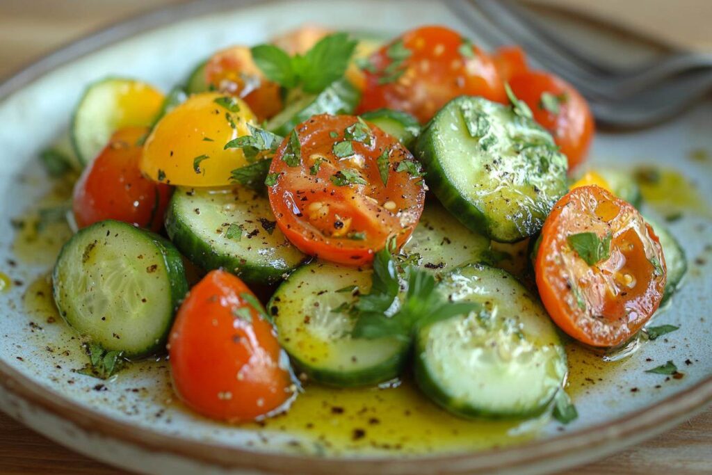 Mediterranean cucumber salad bowl