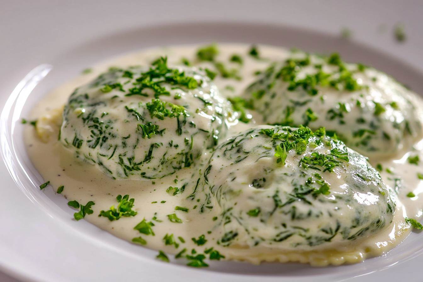 Spinach ravioli on a plate
