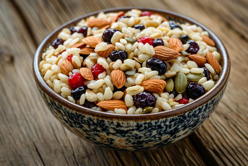 Healthy puffed rice snack bowl