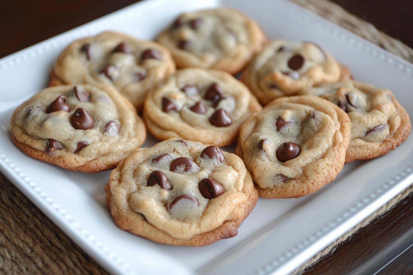 Small batch chocolate chip cookies on a plate