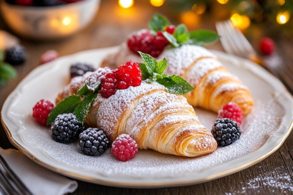 Decoratively served lobster tail pastry