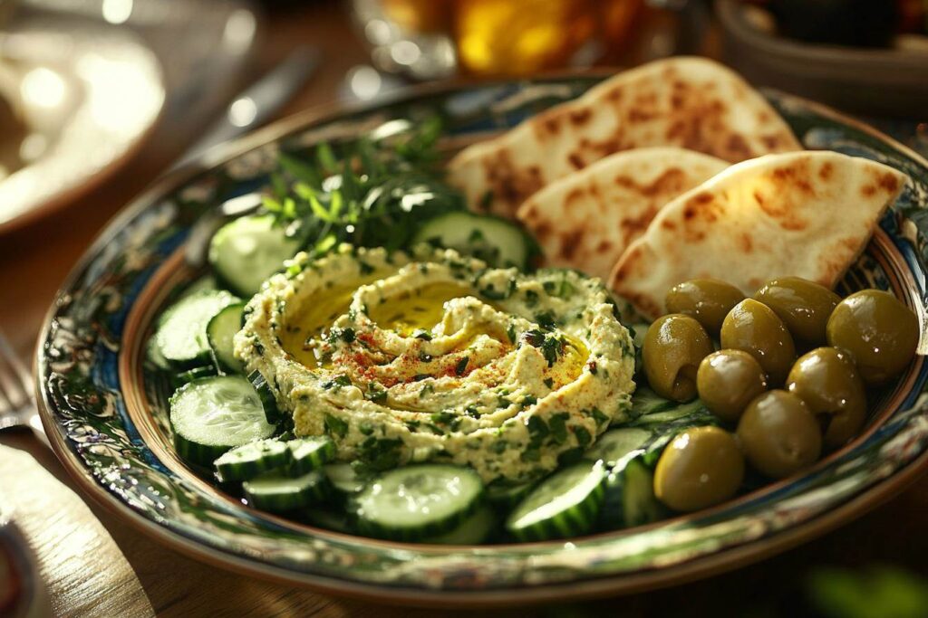 Mediterranean cucumber salad with sides