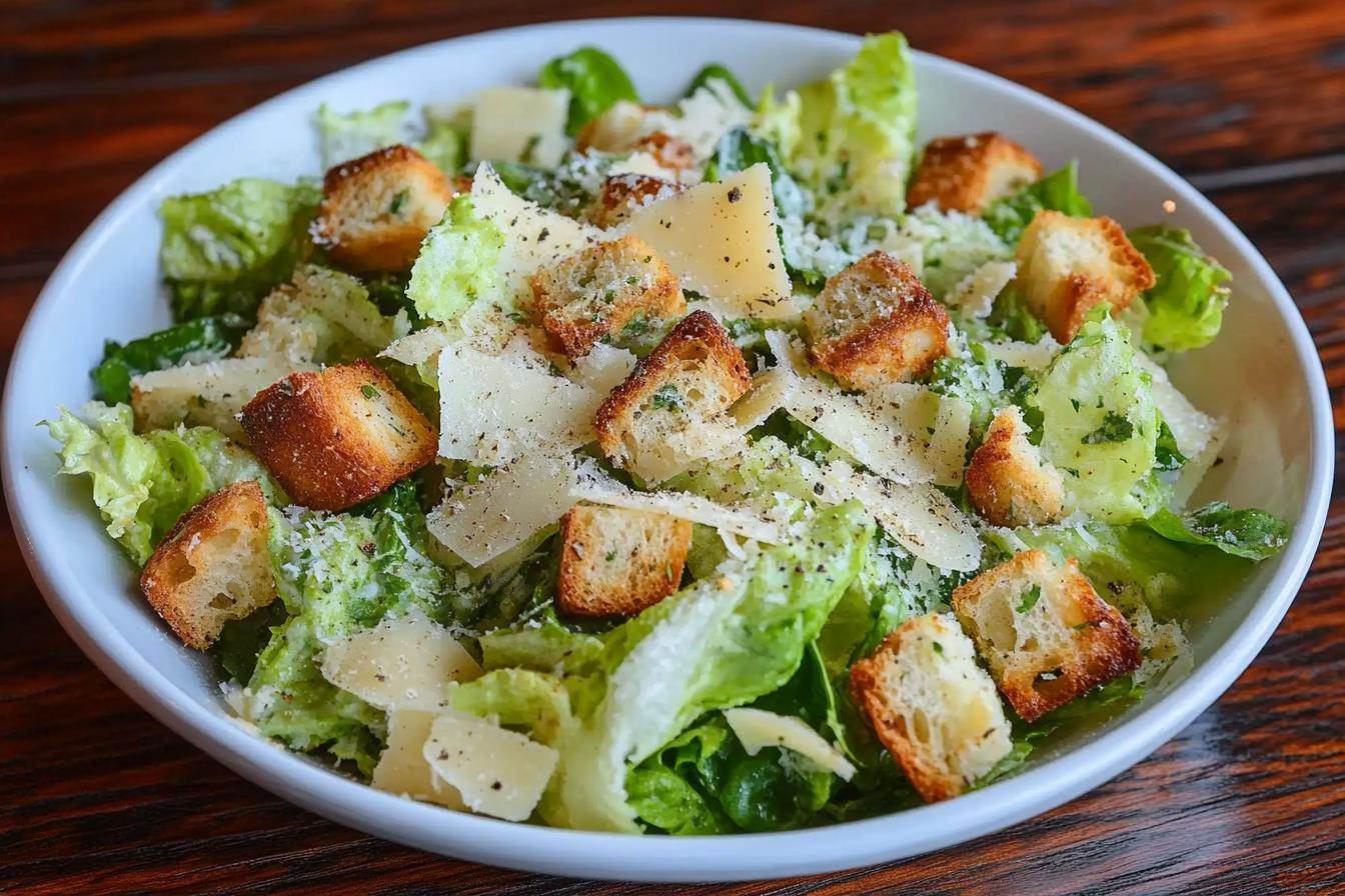Fresh Caesar salad with light dressing