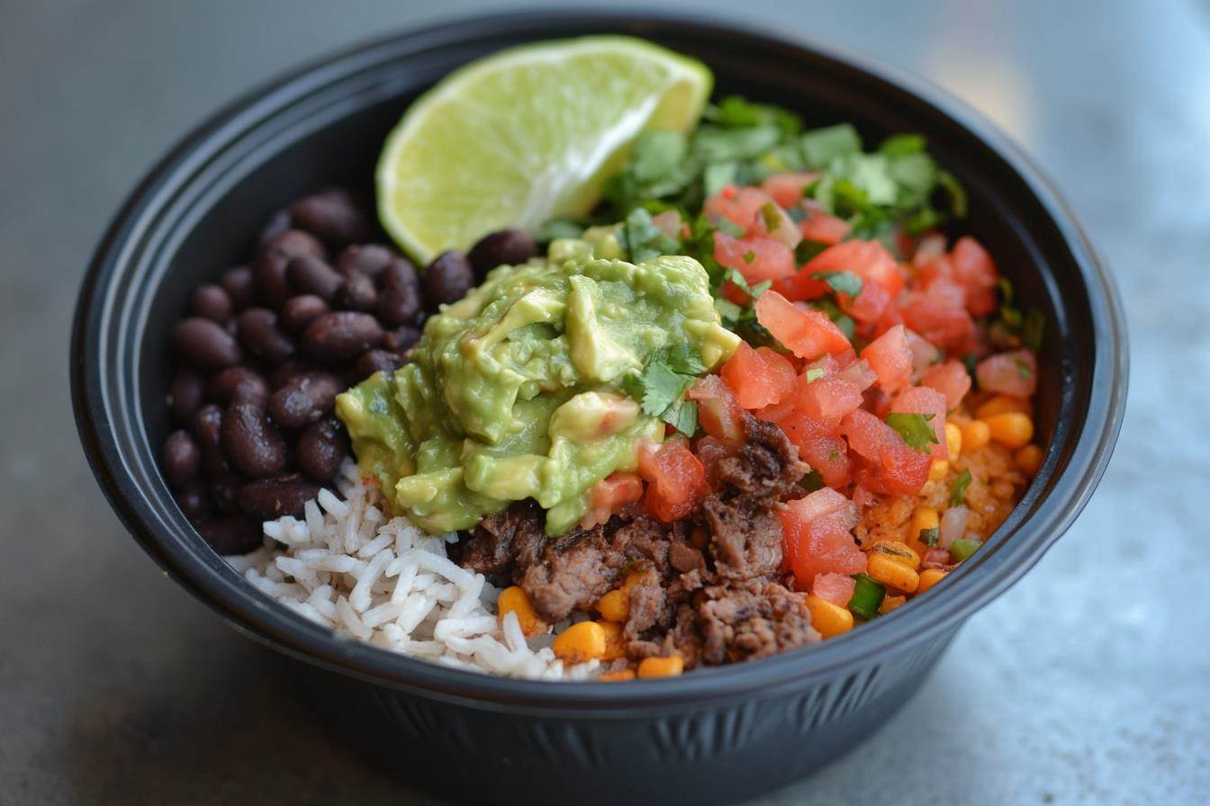 Taco bowl with fresh toppings