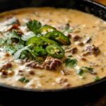 Smoked Queso Recipe in a Cast-Iron Pan