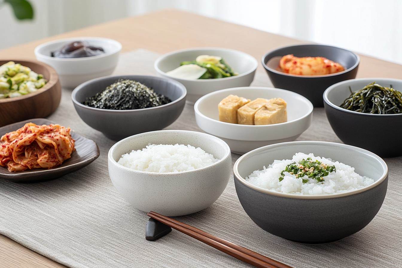 Traditional Korean breakfast table